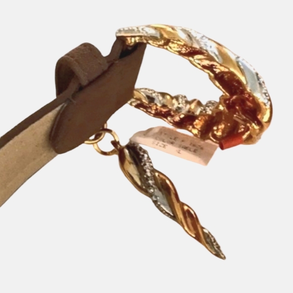 Vintage Carlisle Belt Sable Sueded Leather Gold & Silver Buckle 1676 - Picture 3 of 4